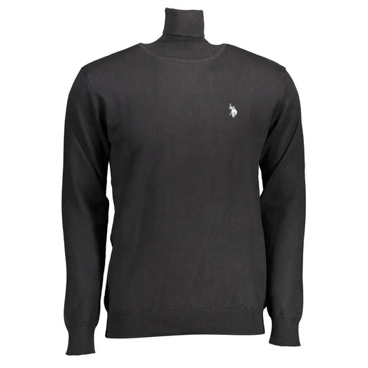 U.S. Polo Assn. black cotton sweater with white embroidered logo on left chest