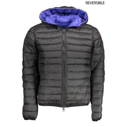 Sort blå nylon jakke fra Polo Assn med sort quiltet puffer og lilla for