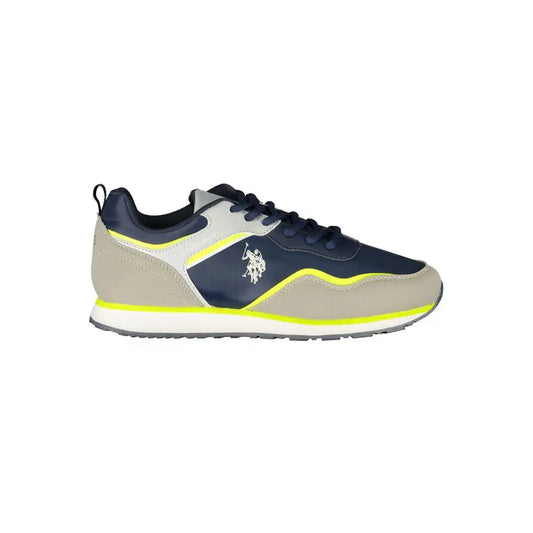 Marineblå og beige polyester sneakers fra U.S. Polo Assn. med neon gule accenter