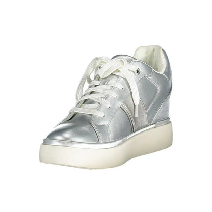 U.S. Polo Assn. sølv metallic sneakers med hvidt sål, 100% originale brands