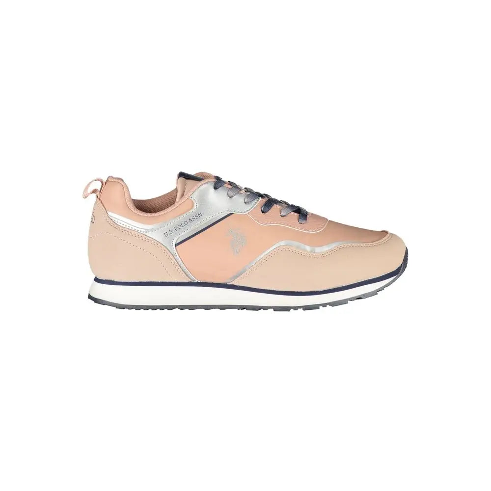 U.S. Polo Assn. pink polyester sneakers med beige og sølv U.S
