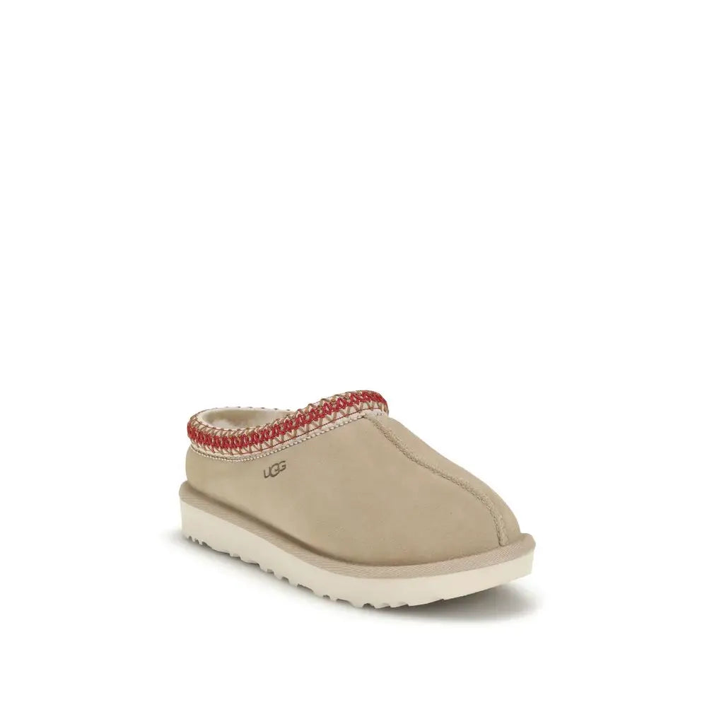 UGG beige calf læder Bos Taurus mules med rød fletning