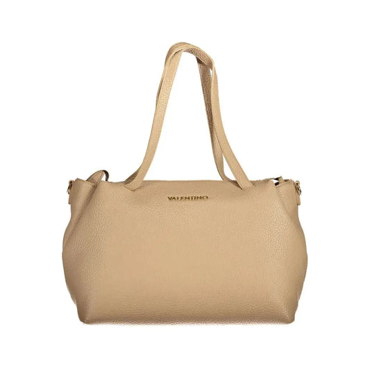 Valentino bags beige polyethylene taske med tekstureret læder og guldhardware