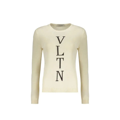Valentino beige strikket sweater med VLNT logo, 100% originale brands