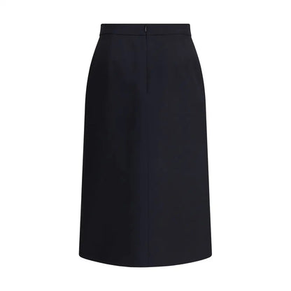 Sleek sort valentino belted midi skirt med lynlås