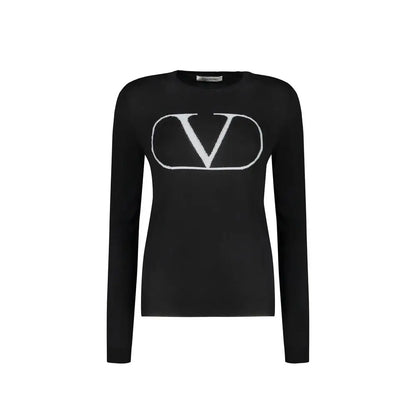 Valentino sort virgin wool sweatshirt med hvid logo-broderi