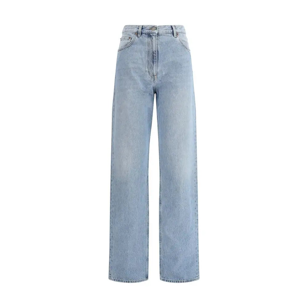 Valentino cotton five-pocket jeans i lysvask med høj talje og wide-leg snit