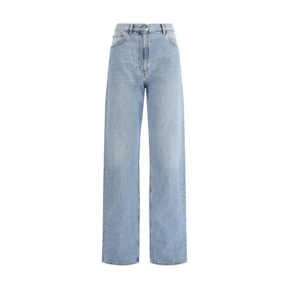 Valentino cotton five-pocket jeans i lysvask med høj talje og wide-leg snit