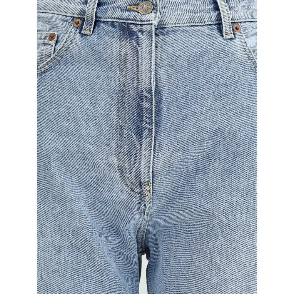 Valentino cotton five-pocket jeans i lysvask med brun hardware