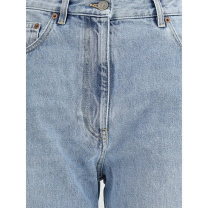 Valentino cotton five-pocket jeans i lysvask med brun hardware