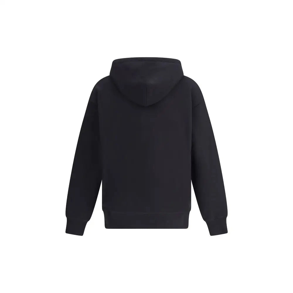 Sort valentino logoed hoodie med minimalistisk design og ribbede manchetter