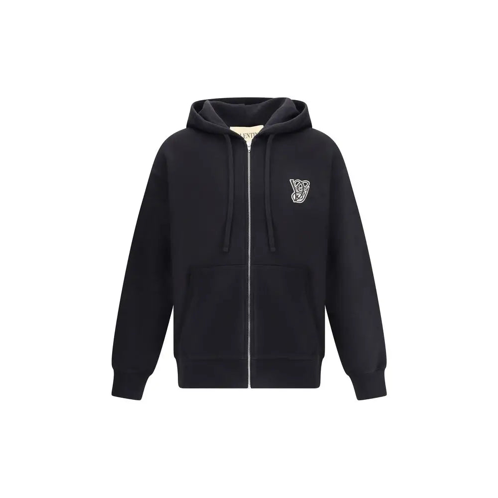 Sort valentino logoed hoodie i sort med hvidt logo og matchende snører