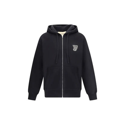 Sort valentino logoed hoodie i sort med hvidt logo og matchende snører