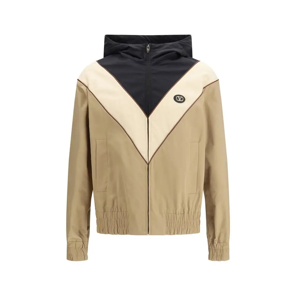Valentino multicolor polyester shell jacket med beige og sort farveblokering