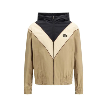Valentino multicolor polyester shell jacket med beige og sort farveblokering