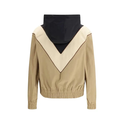 Valentino multicolor polyester shell jacket in beige and black hooded design