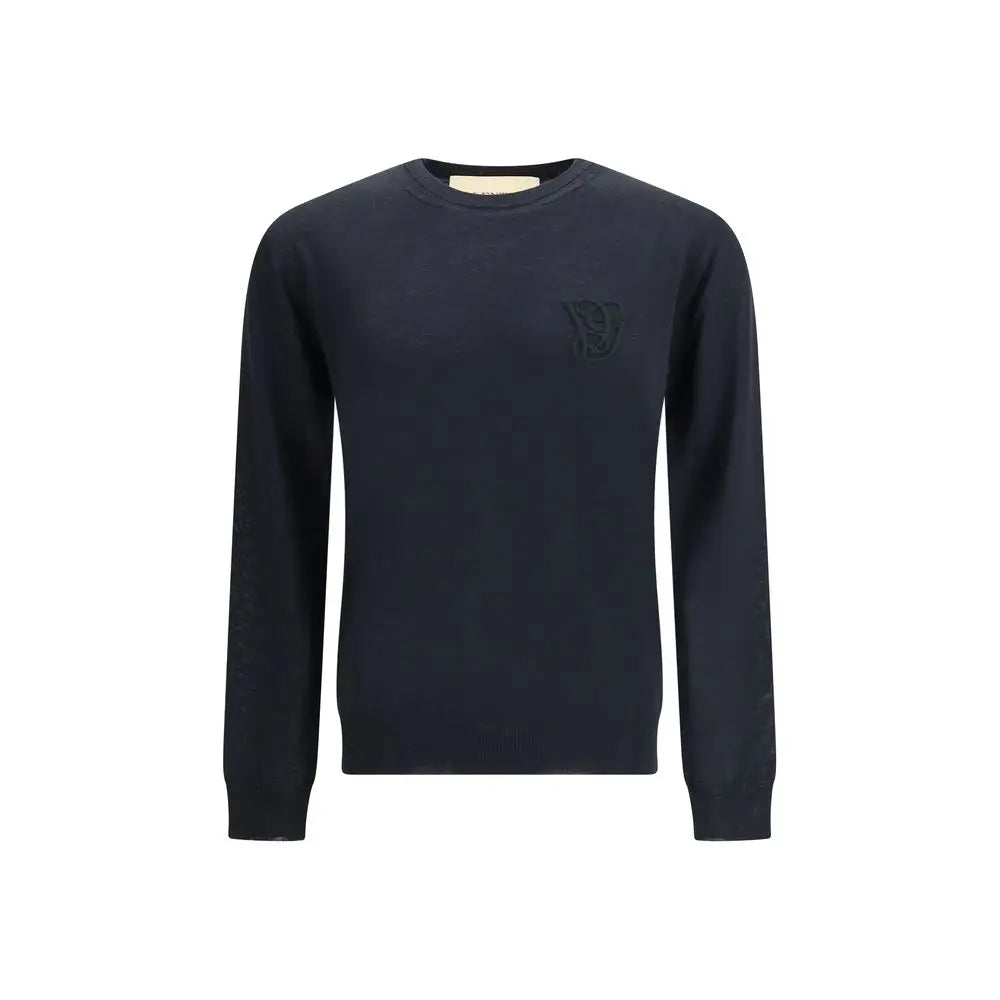 Mørk marineblå Valentino virgin wool sweater med subtil logo
