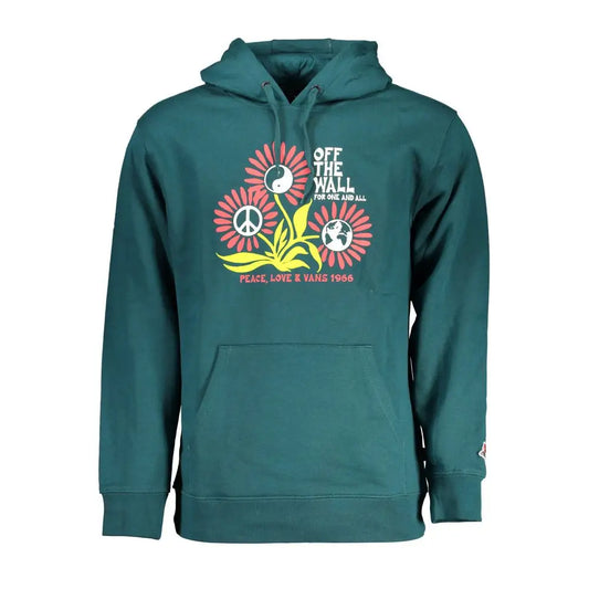 Teal Vans-hoodie med blomstermotiv, pink kronblade og fredstegn. Spar 30-70% på mode