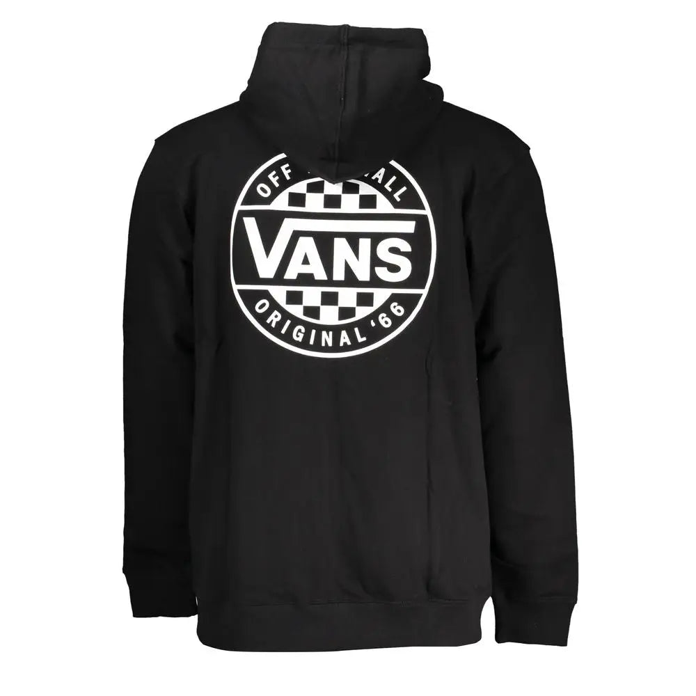 Vans sleek black zip hoodie med checkered flag-logo og off the wall original 66