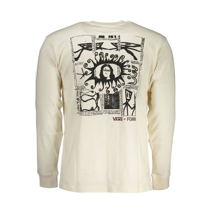 Vans white cotton herret-shirt med sort grafisk print