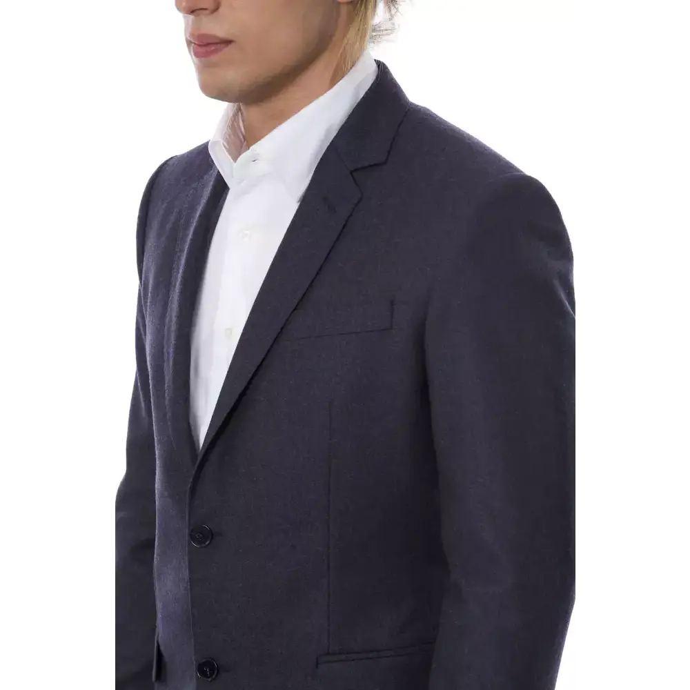 Verri Blue uld herreblazer i mørk marine med tekstureret væv og notched lapels. Spar 30-70% på 100% originale brands