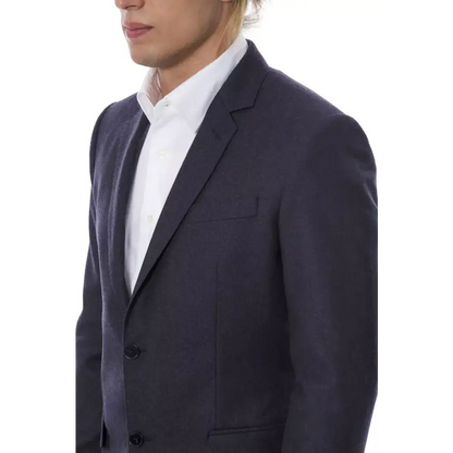Verri Blue uld herreblazer i mørk marine med tekstureret væv og notched lapels. Spar 30-70% på 100% originale brands