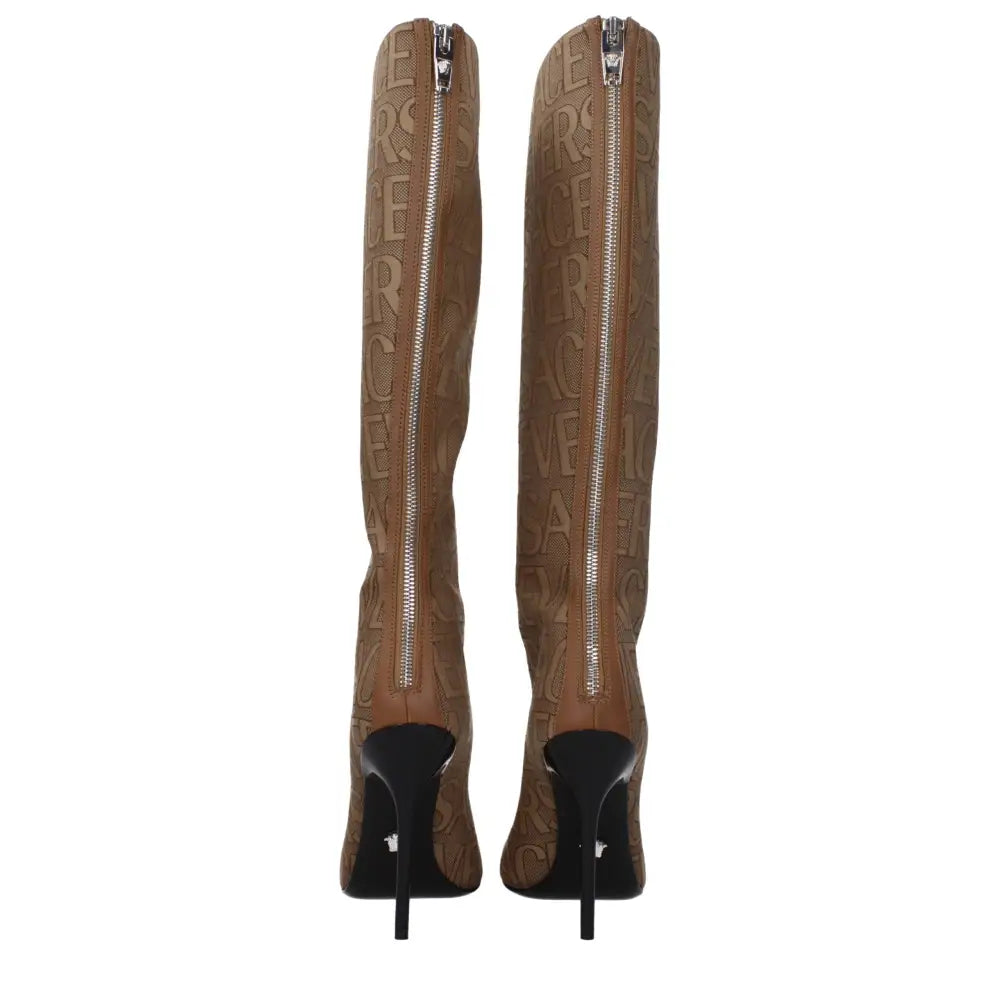 Versace Beige Fabric High Heel Boots - EU36/US6