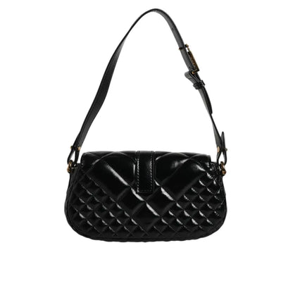 Versace Black Calf Leather Quilted Shoulder Strap Bag