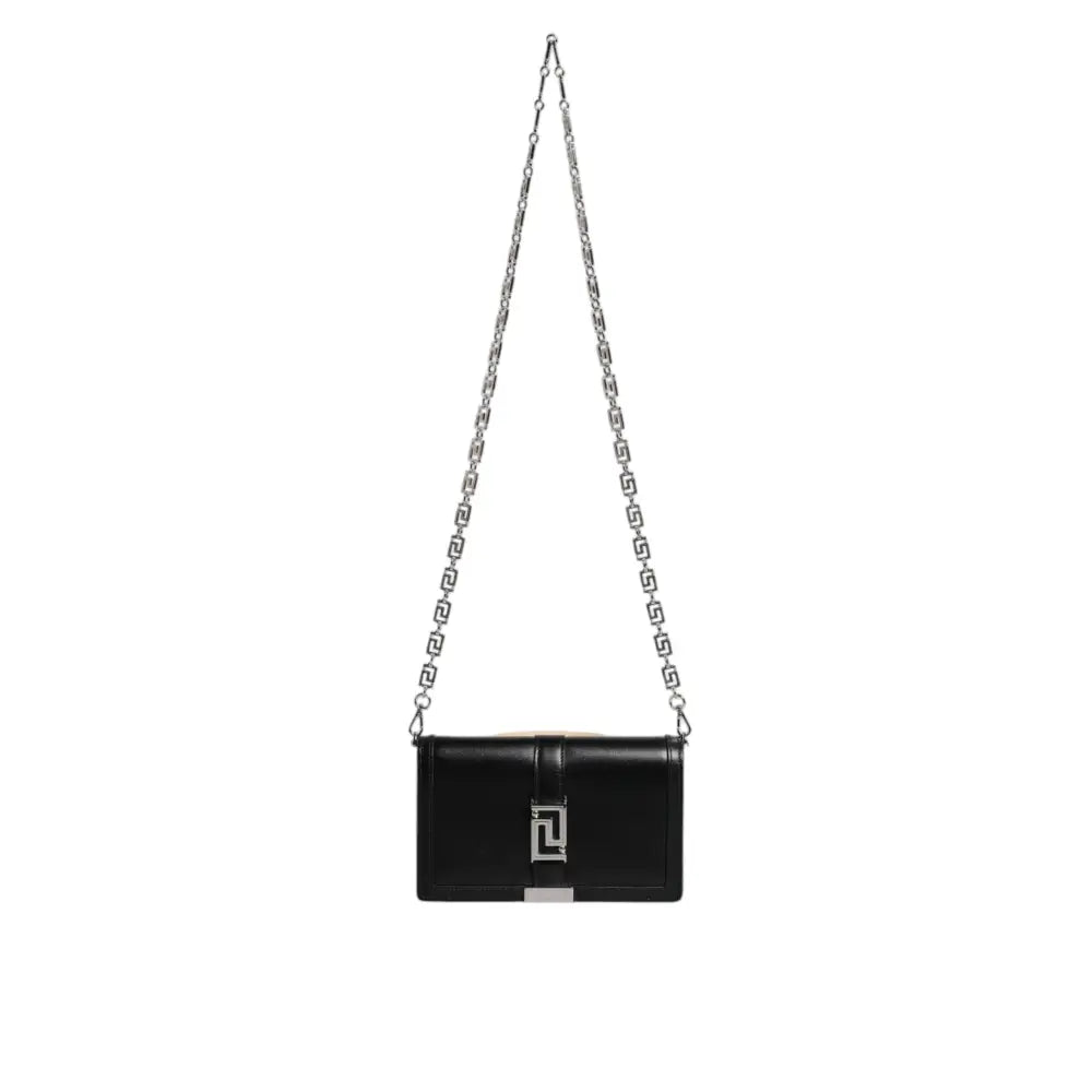 Versace Black Calfskin Leather Chain Strap Shoulder Crossbody Bag