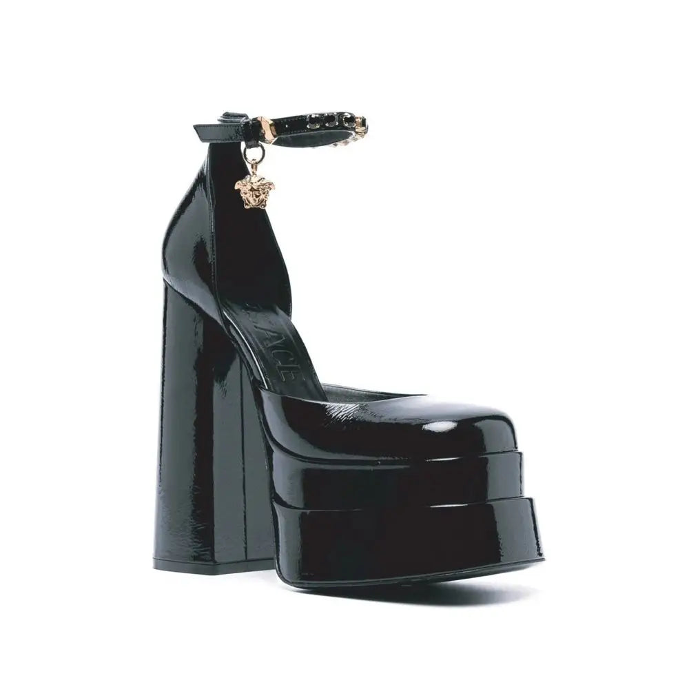 Versace Black Calfskin Platform Pumps - Højhælede sko