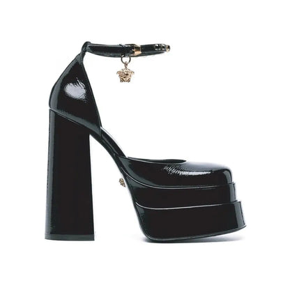 Versace Black Calfskin Platform Pumps - Højhælede sko