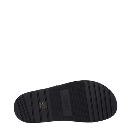 Versace Black Leather Flat Sandals