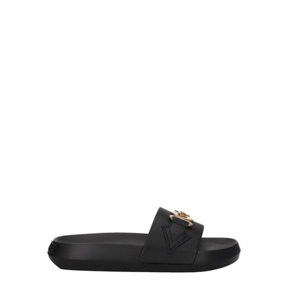 Versace Black Leather Slippers Sandals
