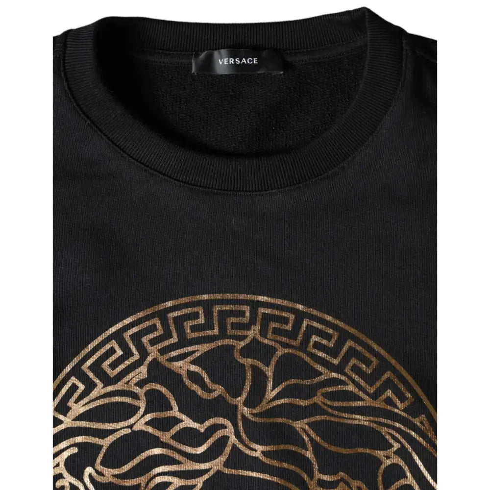 Versace Black Medusa Fleece Cotton Crew Neck Sweatshirt Sweater