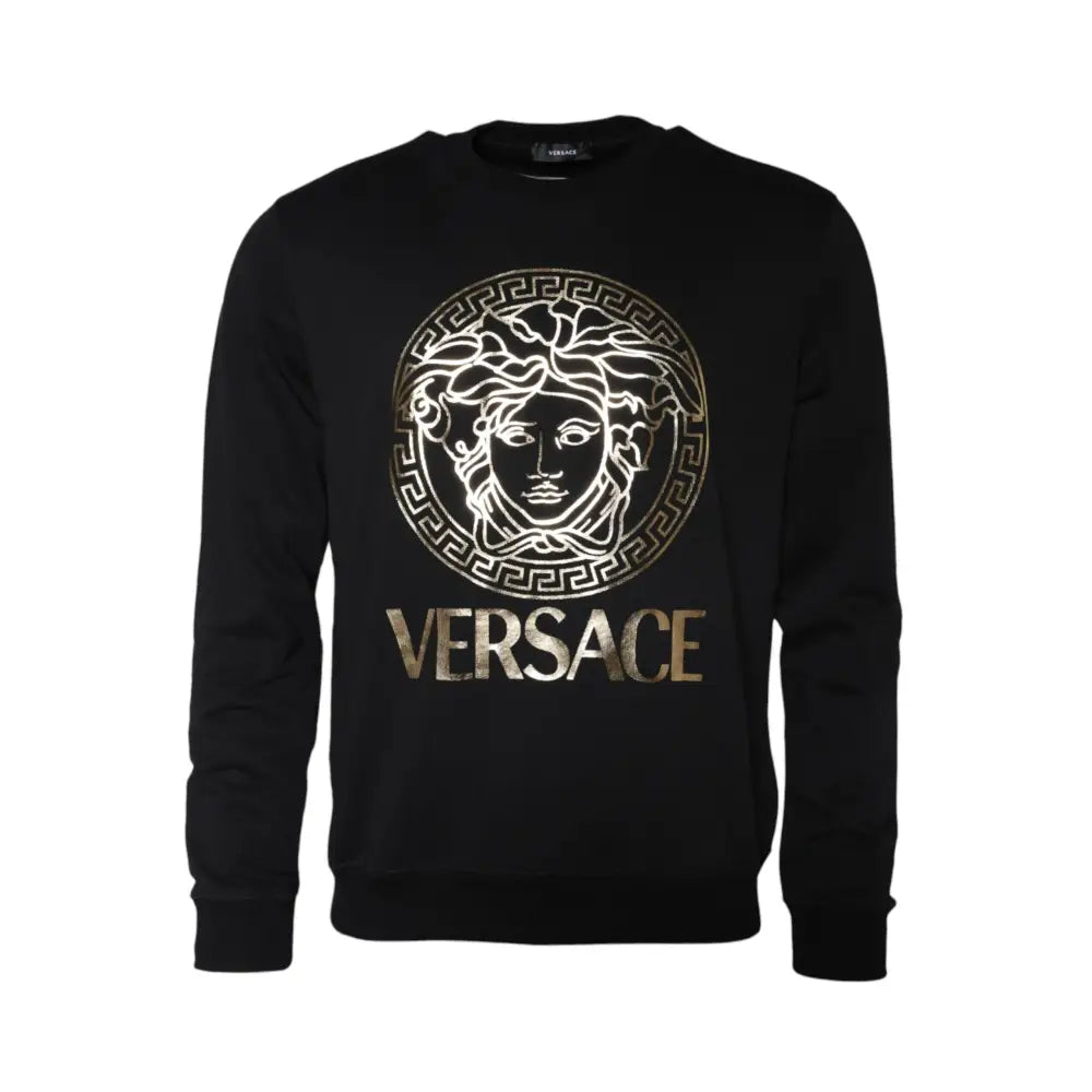 Versace Black Medusa Fleece Cotton Crew Neck Sweatshirt Sweater