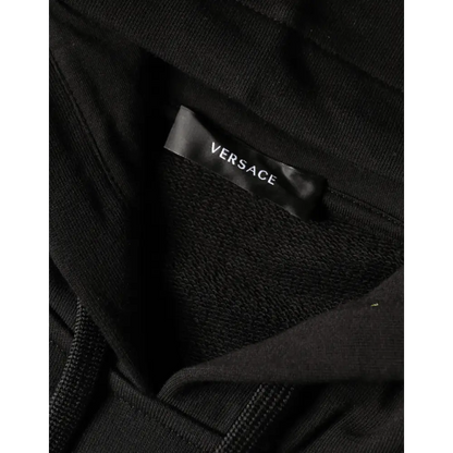 Versace Black Medusa Print Cotton HoodiePullover Sweatshirt Sweater - Sweaters