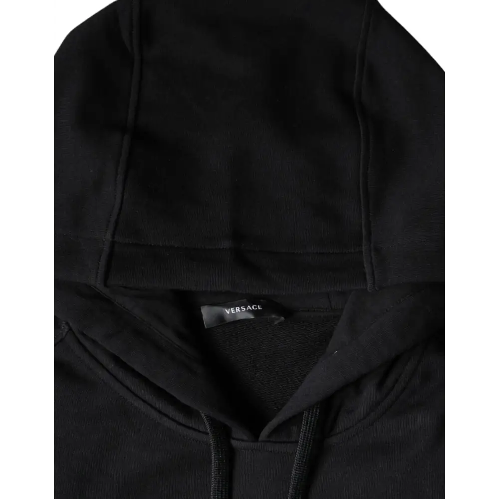 Versace Black Medusa Print Cotton HoodiePullover Sweatshirt Sweater - Sweaters