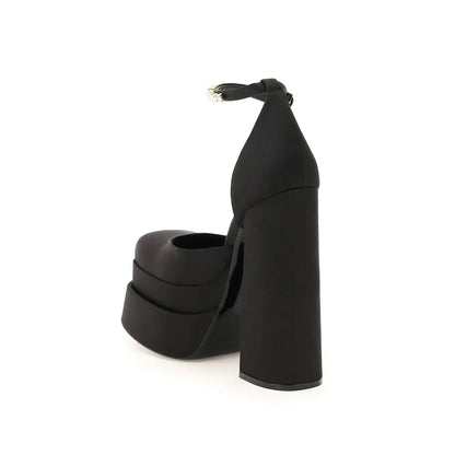 Versace Black Silk Platform Pumps - 40 - Højhælede sko