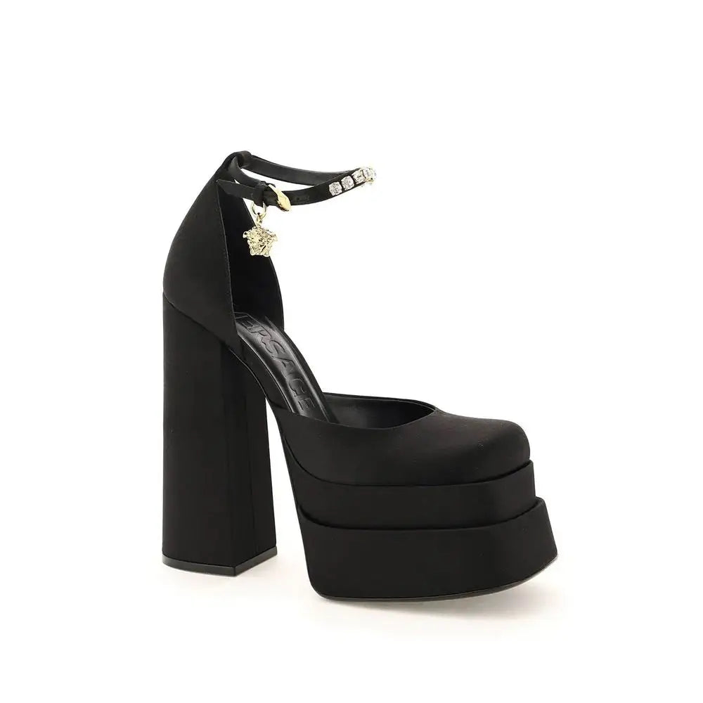 Versace Black Silk Platform Pumps - 40 - Højhælede sko