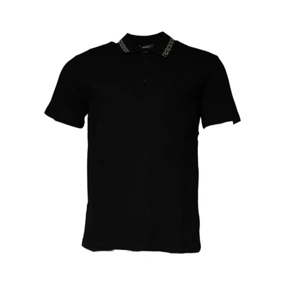 Versace Black Viscose Collared Polo Short Sleeves T-shirt - T-shirts