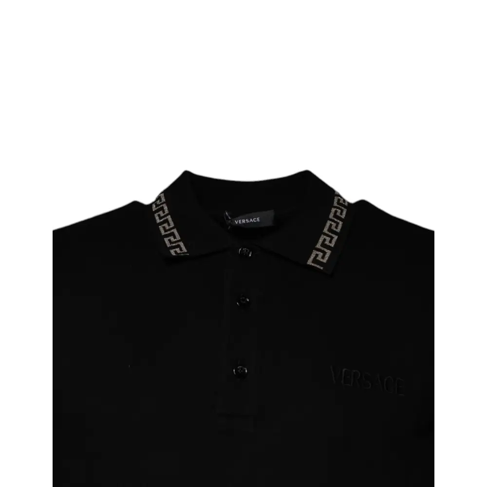 Versace Black Viscose Collared Polo Short Sleeves T-shirt - T-shirts