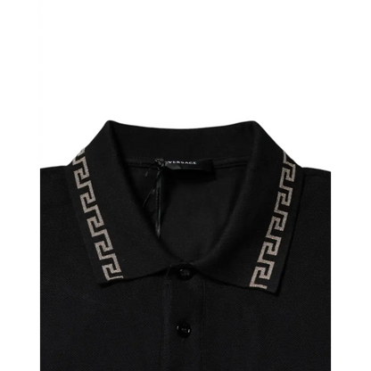 Versace Black Viscose Collared Polo Short Sleeves T-shirt - T-shirts