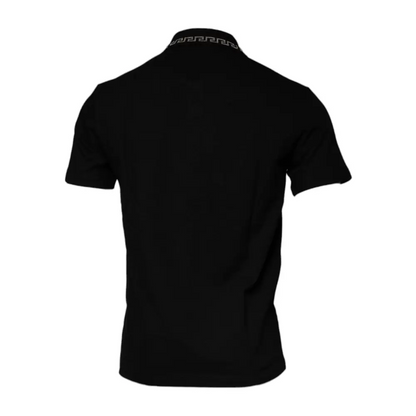 Versace Black Viscose Collared Polo Short Sleeves T-shirt - T-shirts