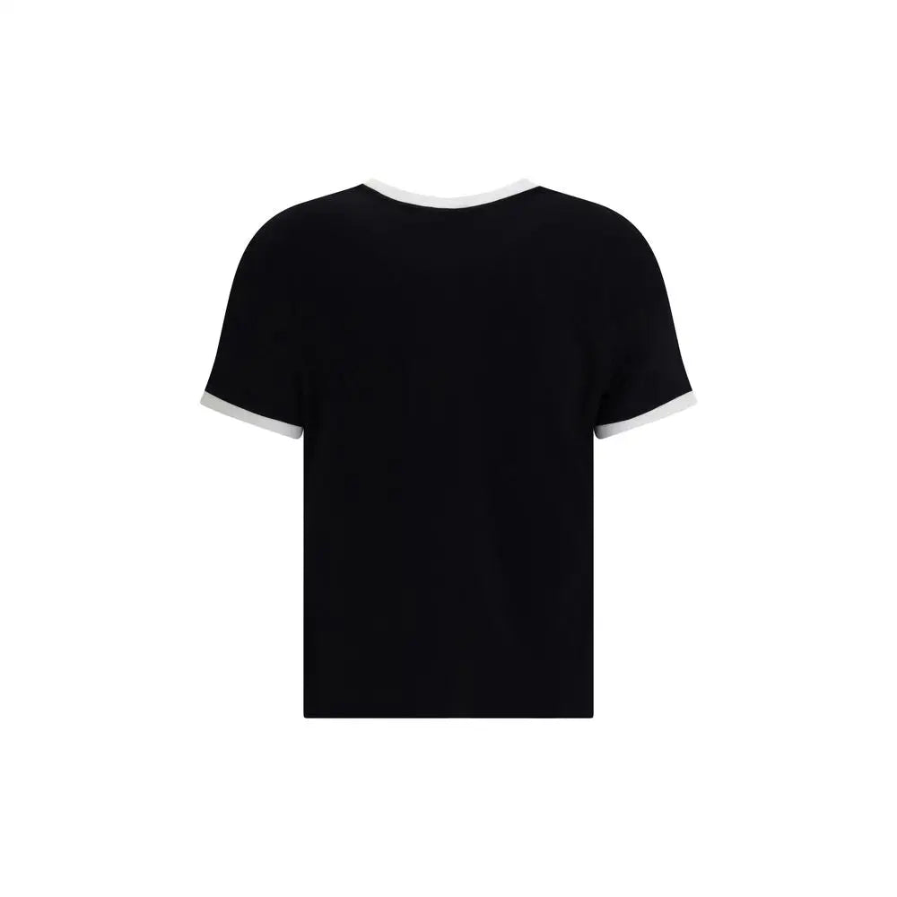 Versace sort viscose T-shirt med hvid ribkant – spar 30–70% på mode