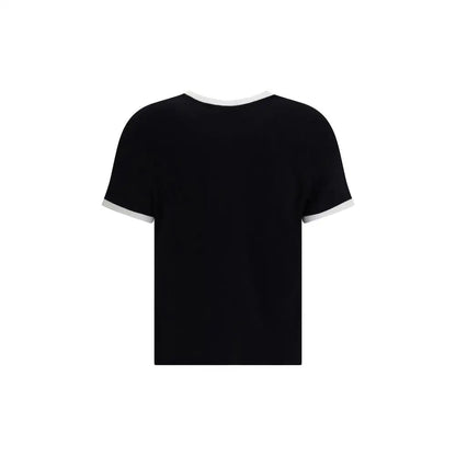 Versace sort viscose T-shirt med hvid ribkant – spar 30–70% på mode
