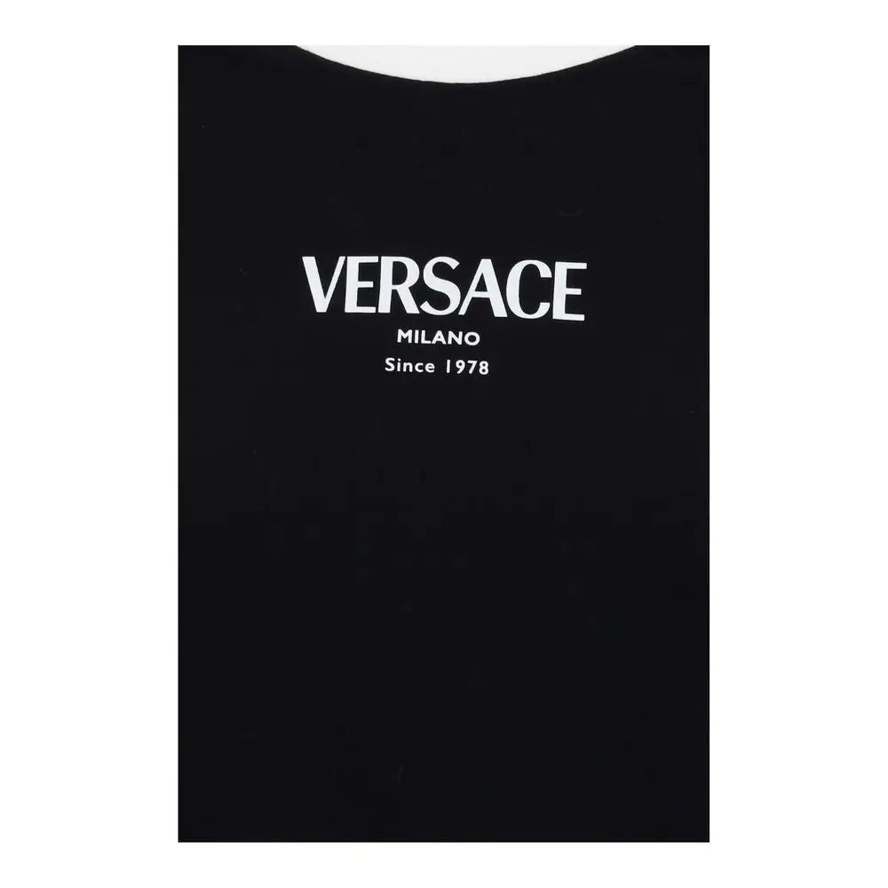 Sort Versace sort viscose t-shirt med Milano-logo, outlet mærkevarer 100% originale brands