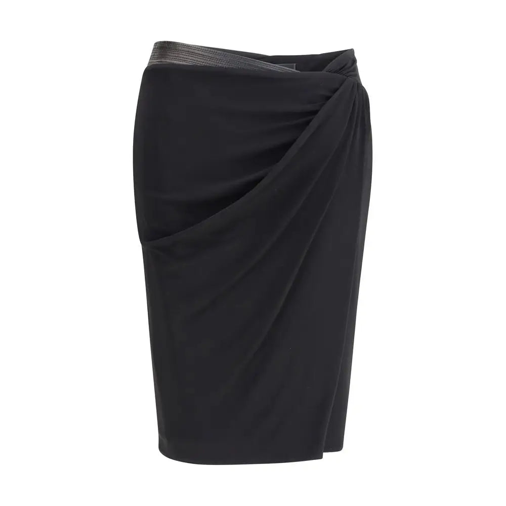 Versace draped jersey skirt i sort med tekstureret taljebånd, outlet mærkevarer