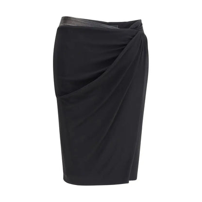 Versace draped jersey skirt i sort med tekstureret taljebånd, outlet mærkevarer