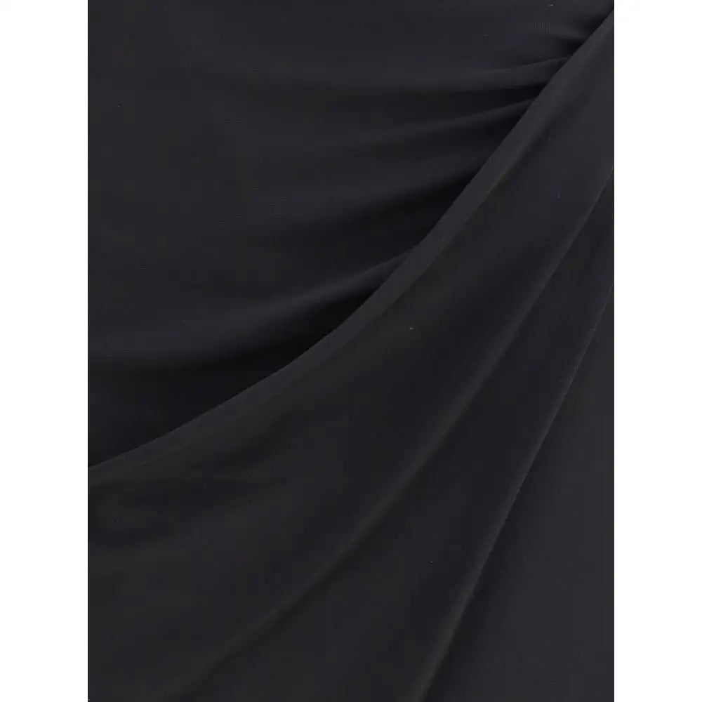Sort Versace draped jersey skirt i sort satin med glat drapering og subtil glans – outlet mærkevarer, 100% originale brands, spar 30–70% på mode