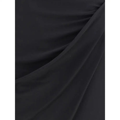 Sort Versace draped jersey skirt i sort satin med glat drapering og subtil glans – outlet mærkevarer, 100% originale brands, spar 30–70% på mode
